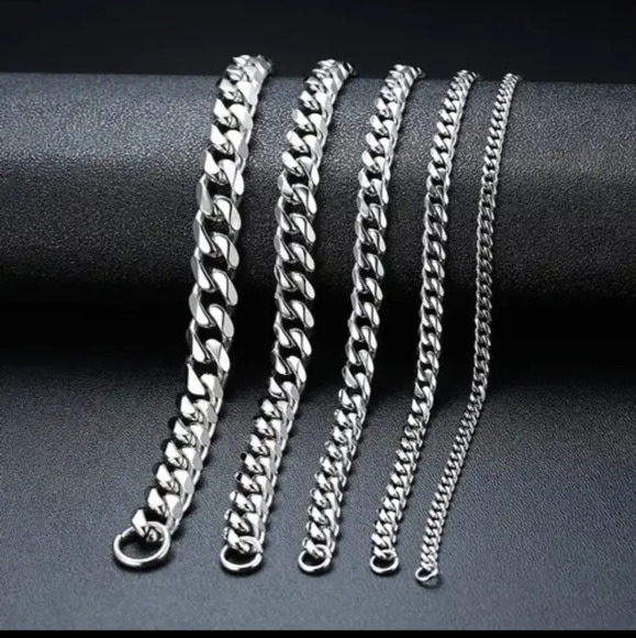 Stainless Steel Cuban curb chain link bracelet, 8.26" long, 5mm 7mm 9mm 11mm - Picture 5 of 6